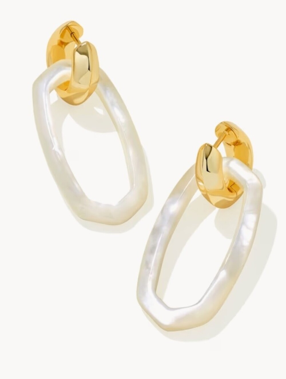 💛▪️Kendra Scott ▪️Gold Danielle convertible Ivory Mother Of Pearl  Link Earring